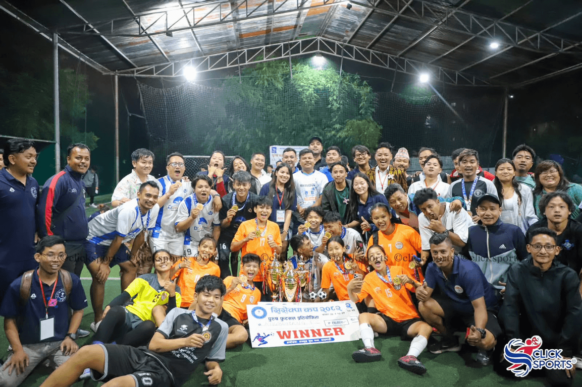Sisekpa Cup champions and participants celebrating on futsal ground
